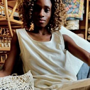 New York Laundry 100% Natural linen sleeveless Tank top size large NWT